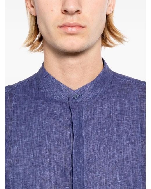 BOURRIENNE Blue Nocturne Linen Shirt for men