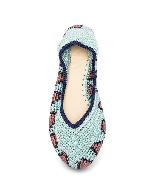 SLO_HAND_MADE White Crochet Ballet Flats