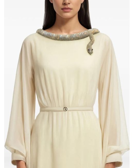 Saiid Kobeisy Natural Crystal-Snake Embellished Dress