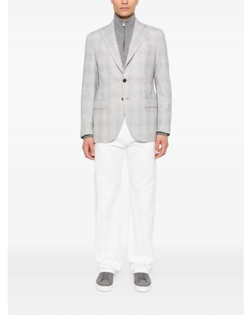 Eleventy Gray Checked Single-Breasted Blazer for men