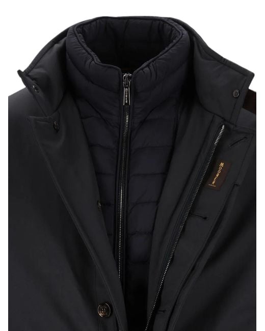 Moorer Black Reis High-Neck Padded Coat for men