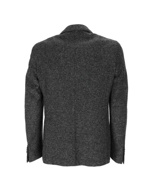 Brando Black Houndstooth-Pattern Single-Breasted Blazer for men