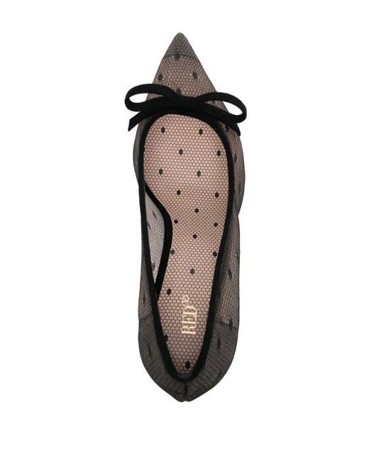 Red(v) Black Pointed-Toe Point D'Esprit Pumps