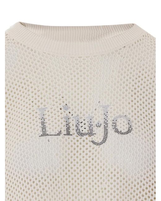 Liu Jo White Logo-Embellishment Sweatshirt