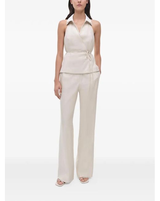 Jonathan Simkhai White Campbell Collared Wrap Top
