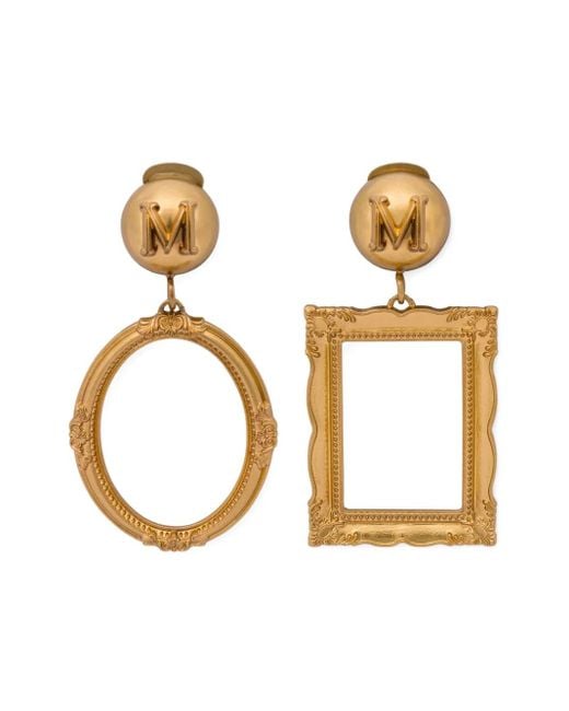 Pendientes con colgante de marco Moschino de color Metallic