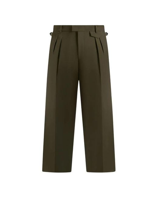 Manière De Voir Green Pierre Relaxed Fit Pleated Tailored Trousers for men
