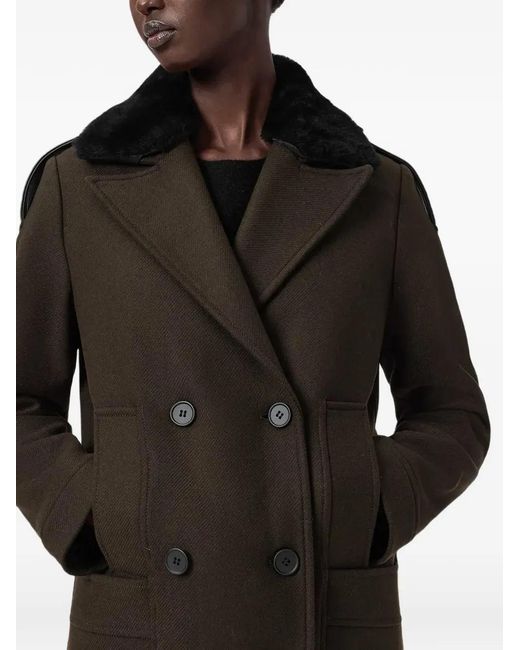 AllSaints Black Manteau Millie À Boutonnière Croisée
