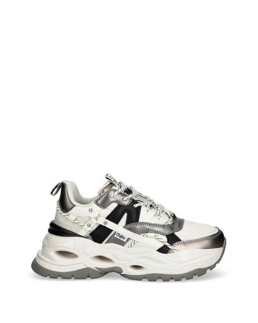 Buffalo White Triplet Hollow Panelled Sneakers