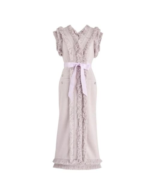 Huishan Zhang Pink Arlo Tweed Midi Dress