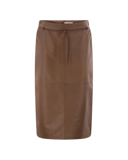 Max Mara Brown Fantino Belted Pencil Midi Skirt
