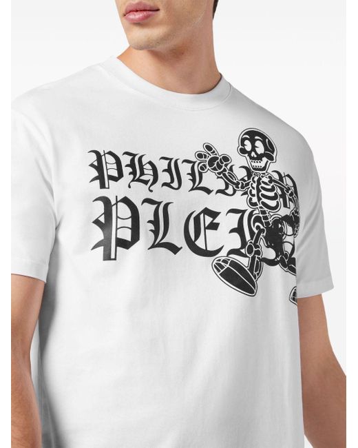 Philipp Plein White Smile Logo-print Cotton T-shirt for men