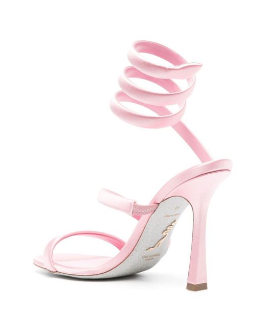 Rene Caovilla Pink Cleo 105mm Satin Sandals