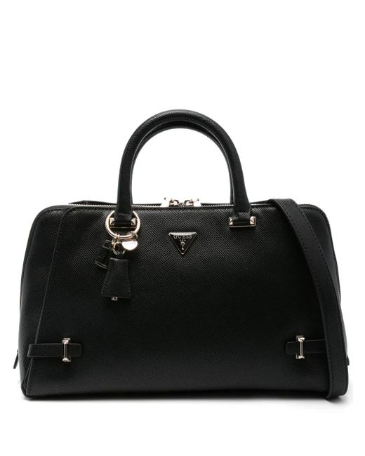Guess Black Rosalba Tote Bag aus Saffiano-Leder