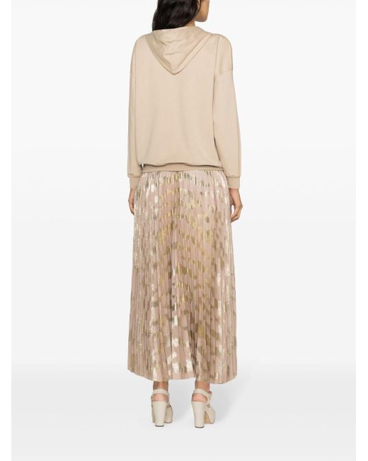 Styland Natural Metallic-detailed Pleated Maxi Skirt