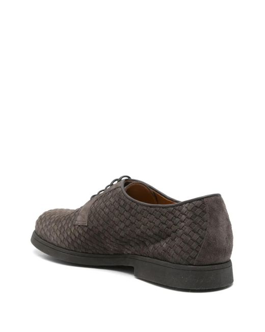 Doucal's Brown Interwoven Derby Shoes for men
