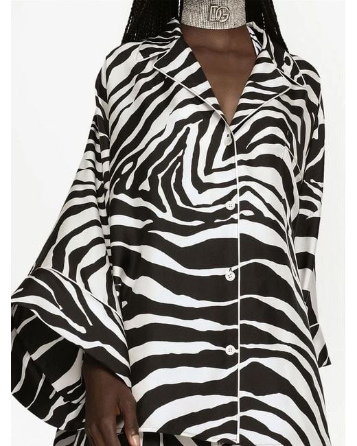 Dolce & Gabbana Multicolor Zebra-Print Twill Shirt