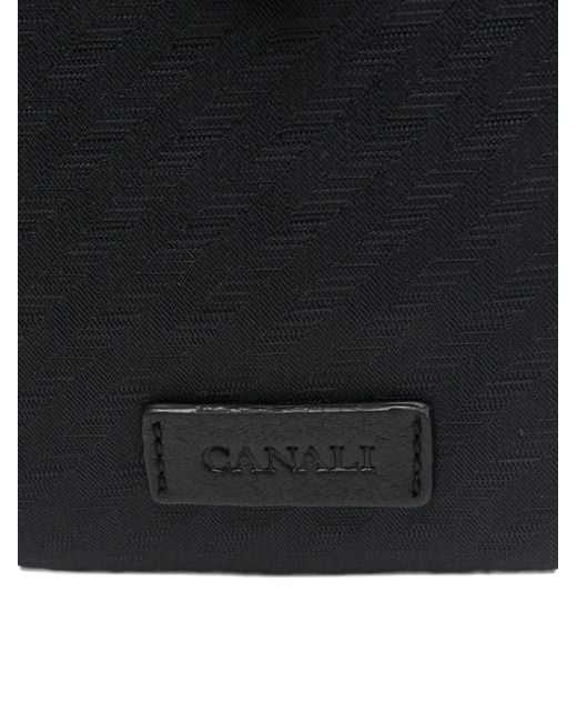 Canali Black Patterned Messenger Bag for men