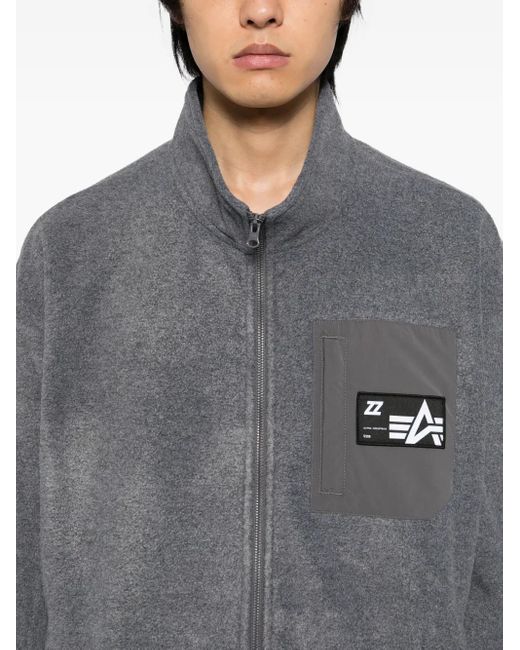 Izzue Gray Logo-Patch Jacket for men