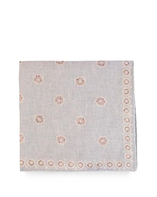 Eleventy Gray Floral-Pattern Pocket Square for men