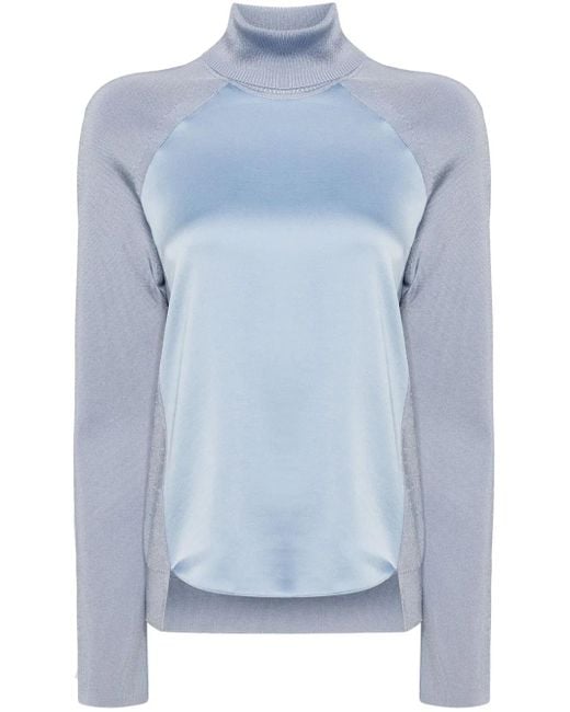 Jonathan Simkhai Blue Mateo Panelled Turtleneck Top