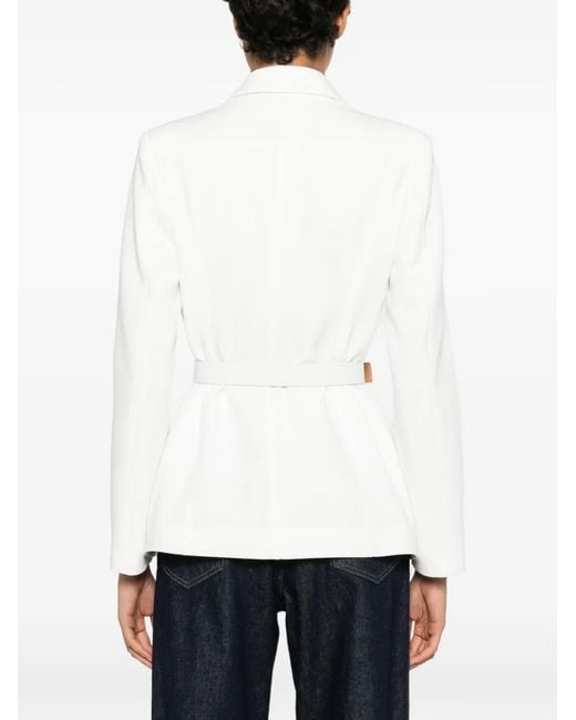 Elisabetta Franchi White Belted Stud-Embellished Jacket