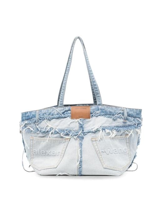 Alexander Wang Blue Deconstructed Denim Tote Bag