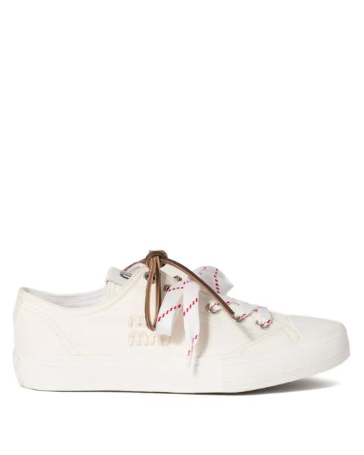 Miu Miu White Washed-Denim Sneakers