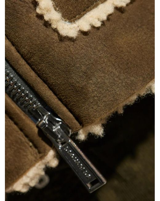 DSquared² Green Hooded Shearling Jacket for men