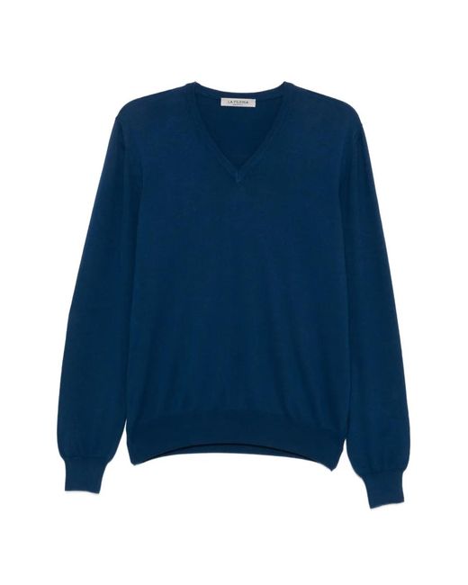 Fileria Blue V-Neck Sweater for men