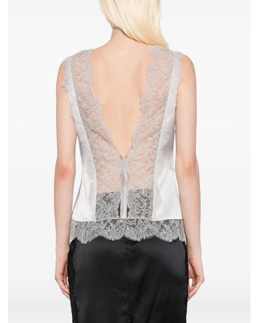 Tom Ford White Lace-Trimmed Sleeveless Top
