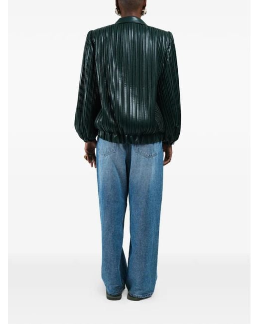 ROWEN ROSE Green Pleated Short Bomber Jacket
