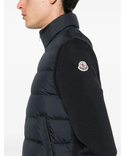 Moncler Blue Knitted-Panels Padded Jacket for men