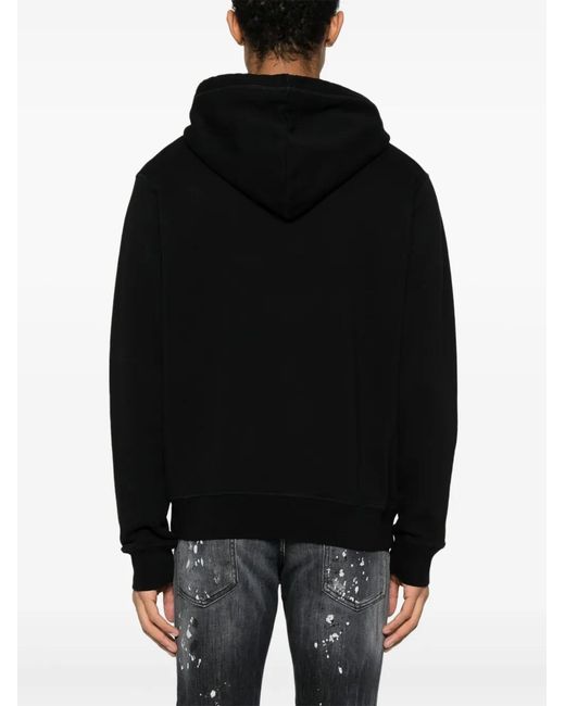 DSquared² Black Logo-Print Cotton Hoodie for men