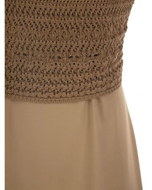 Fabiana Filippi Natural Crochet-Knit Sleeveless Dress