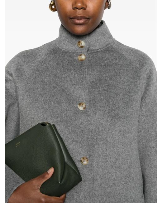 Loulou de Saison Gray High-Neck Button-Fastening Jacket
