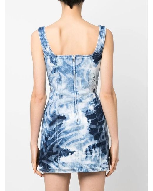 Alberta Ferretti Blue Bleached Denim Mini Dress