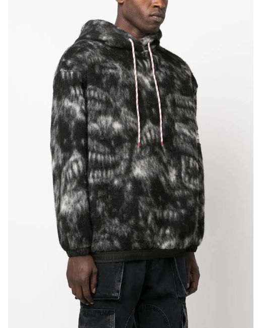 Aries Black Logo-Patch Drawstring Hoodie for men