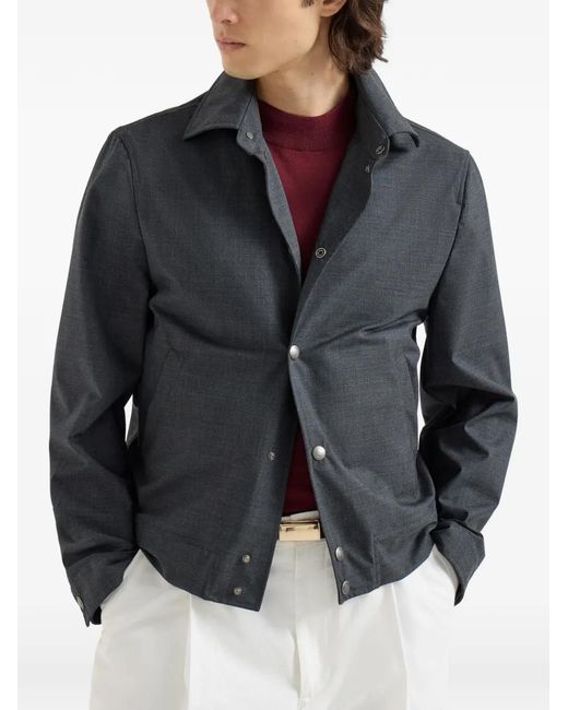 Brunello Cucinelli Gray Virgin Wool Fresco Outerwear Jacket for men