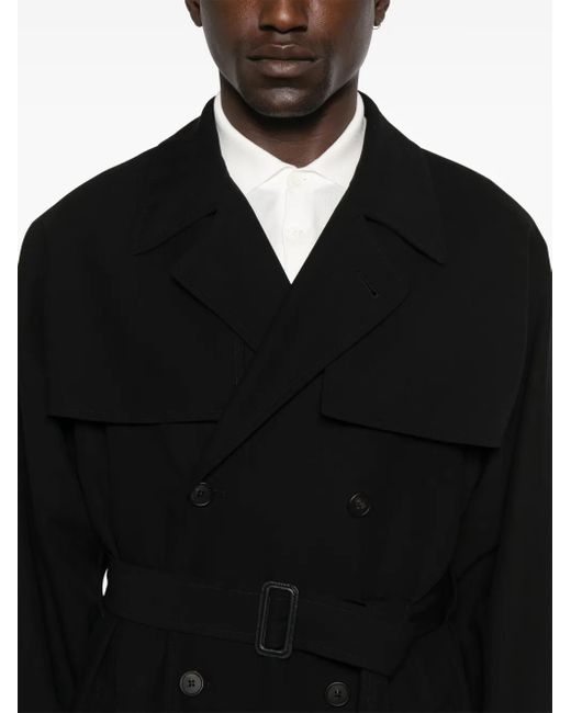 The Row Black Belted Double-Breasted Coat for men