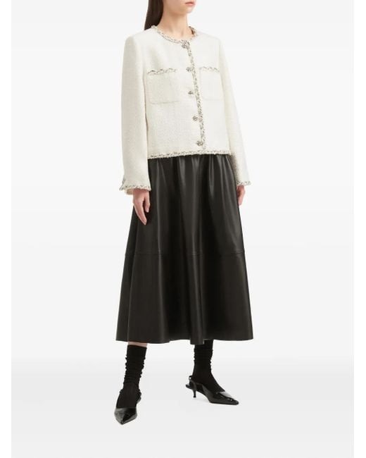B+ AB White Braided-Trim Tweed Jacket