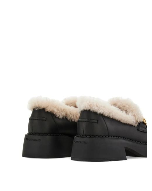 Ferragamo Black Hug-Buckle Loafers