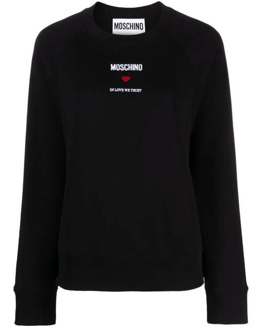 Moschino Sweater Met Geborduurd Logo in het Black