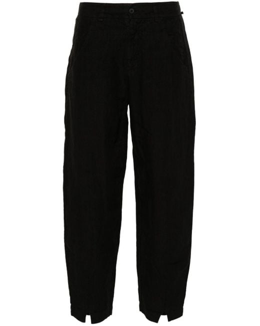 Transit Black Tapered Linen Trousers
