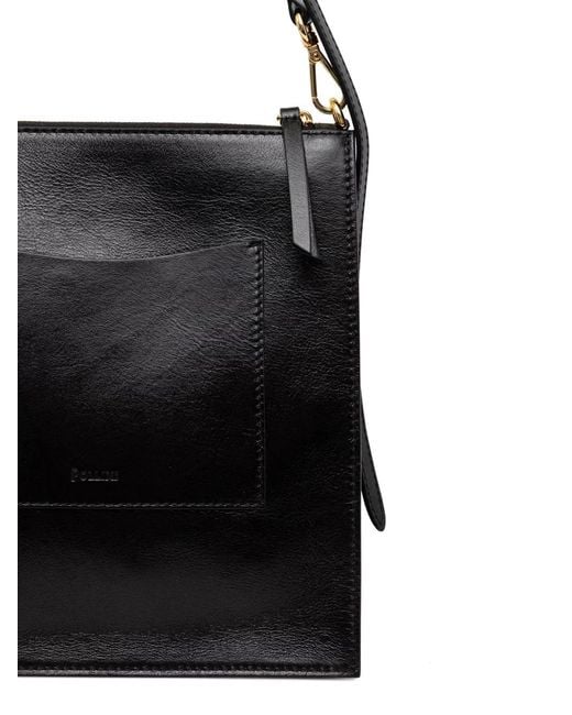 Pollini Black Sac Porté Épaule En Cuir À Logo Embossé
