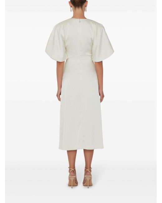 ROTATE BIRGER CHRISTENSEN Satijnen Midi-jurk Met Split in het White