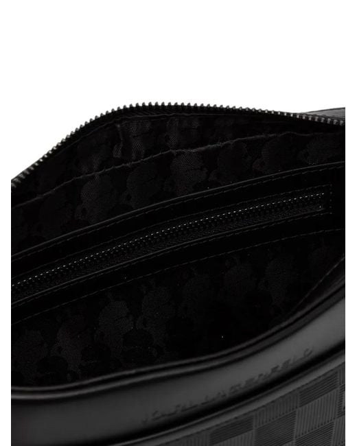 Karl Lagerfeld Black Monogram-Pattern Messenger Bag for men