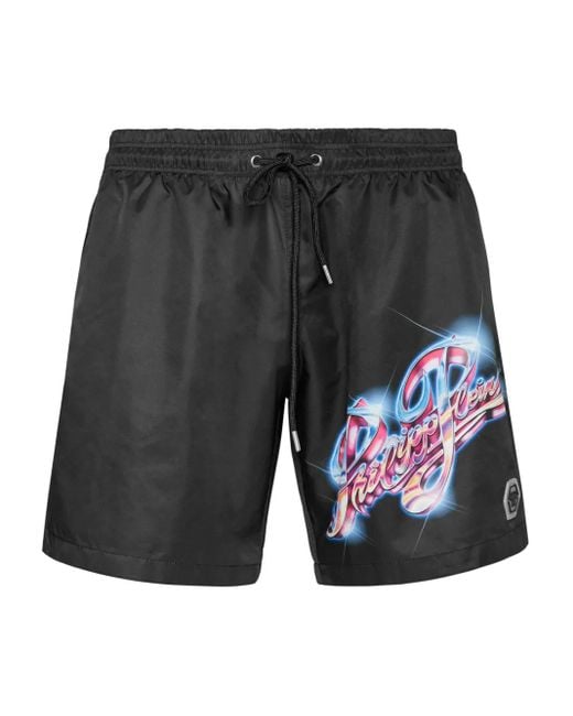 Philipp Plein Black Boxer Swim Shorts for men