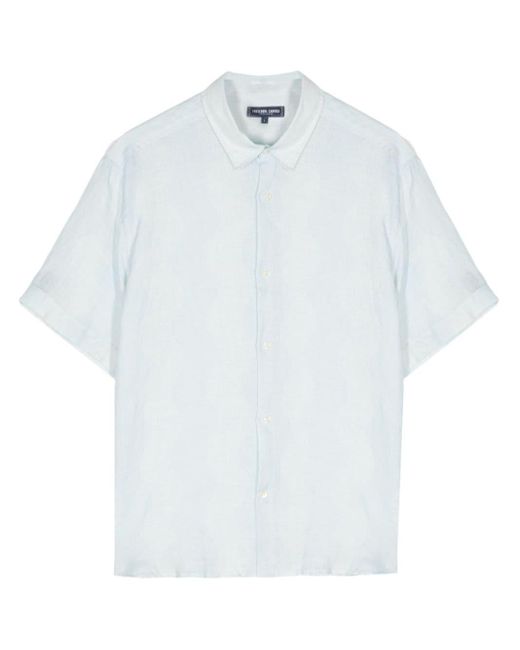 Frescobol Carioca White Castro Stripe Cabana Linen Shirt for men