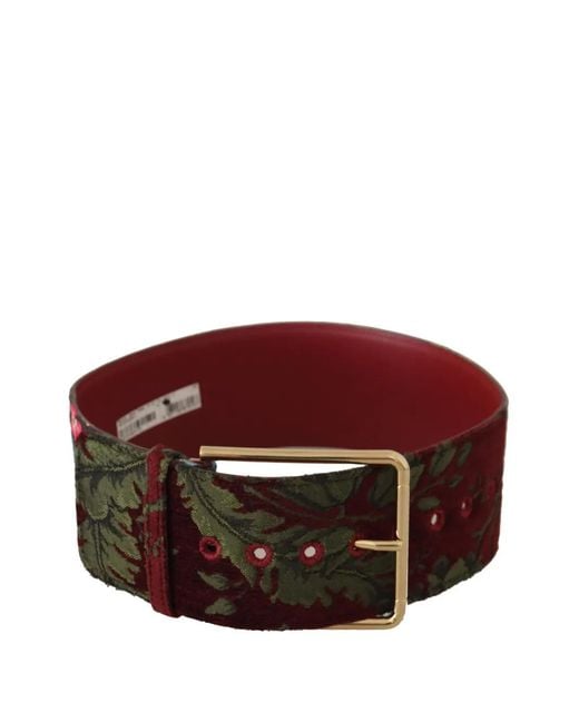 Dolce & Gabbana Brown Floral-Brocade Velvet Belt